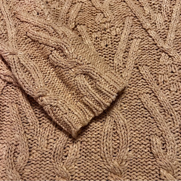 Free People Isla Cable Stitch Sweater in Tan XS Relaxed Oversized Boho Grandma - Picture 5 of 11